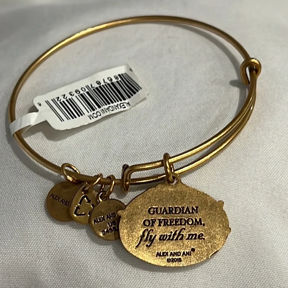 Alex and Ani Guardian of Freedom Charm Bangle Gold Finish Bracelet New with Tag